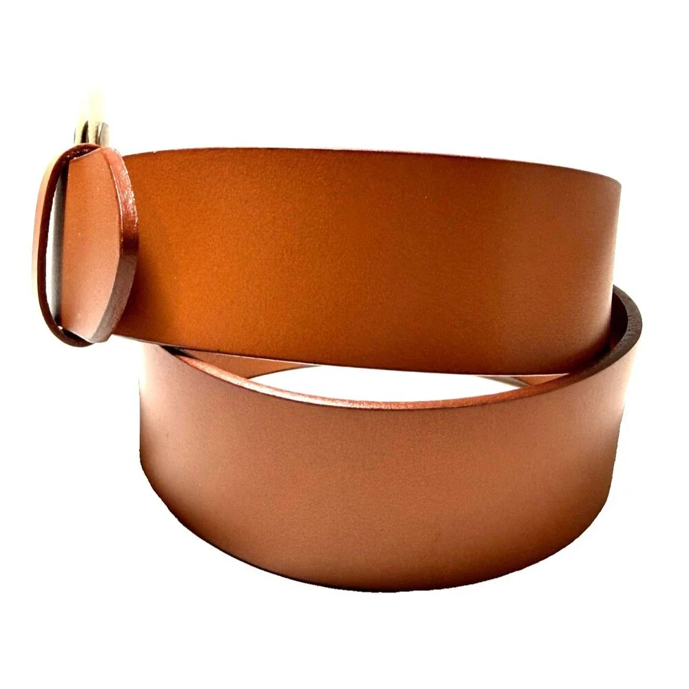 Vtg American Eagle Outfitters AEO Tan Beige Leather Belt Size 26 X-Small Brass